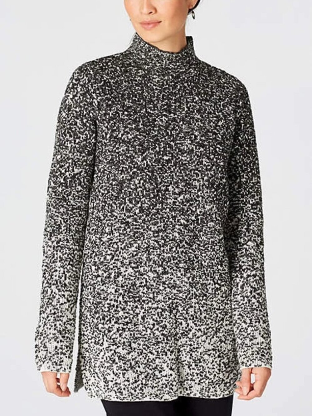 J. Jill mock neck long sleeve speckled gradient ombré knit relaxed sweater dress - Picture 1 of 14
